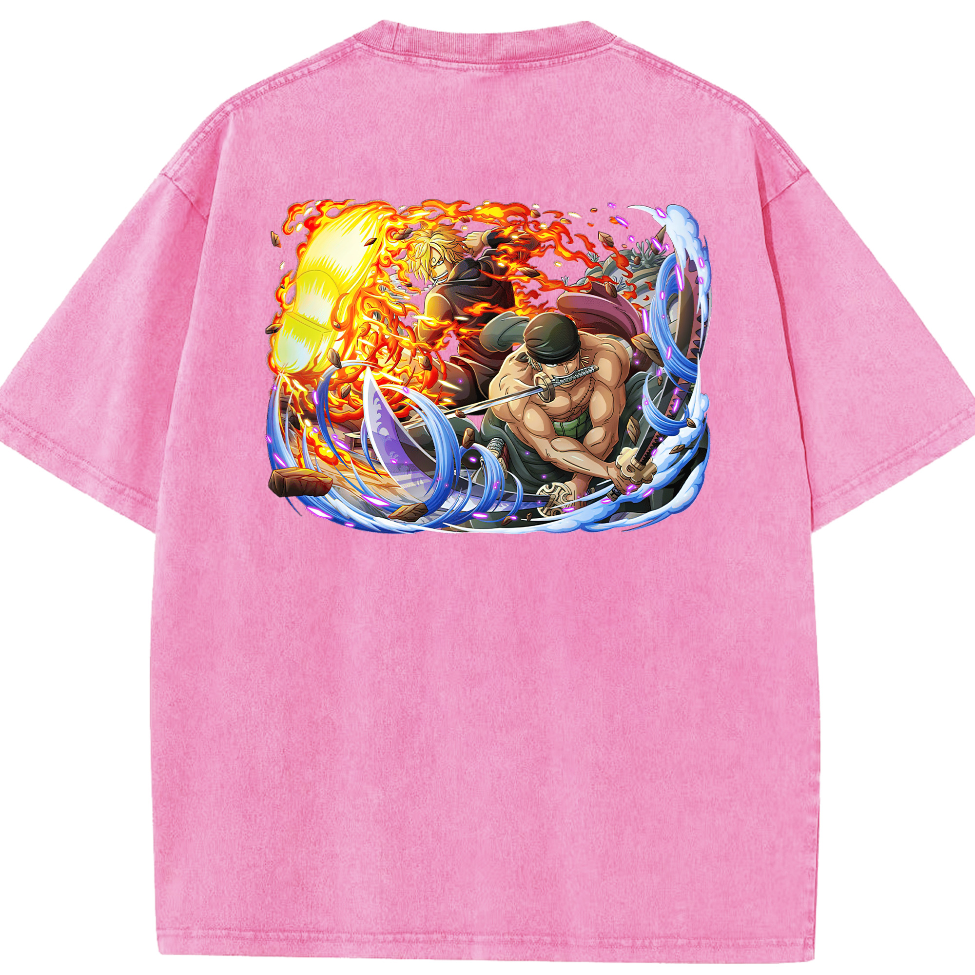 ワンピース ロロノア・ゾロ ONE PIECE Roronoa Zoro 綿100% ヴィンテージ風 半袖Tシャツ（背面プリント）
